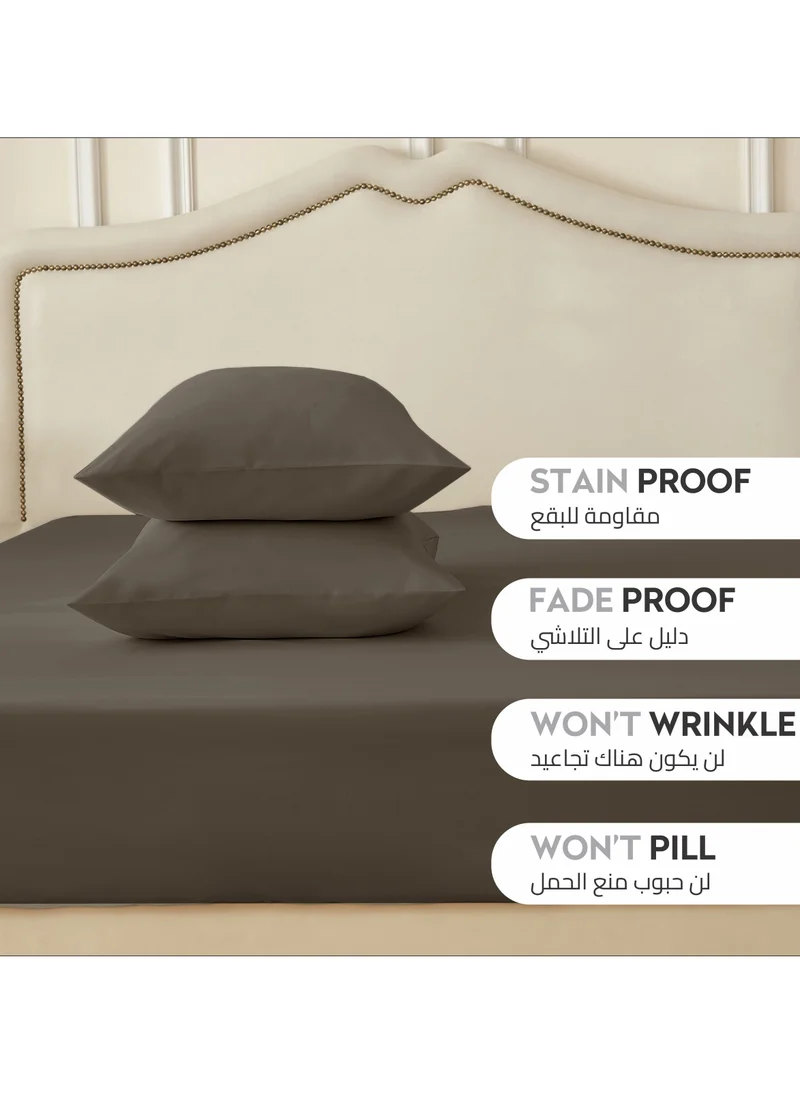 Donetella Bedding Fitted Sheet 2-Pcs Twin Size Solid Bed Sheet Set Fits(120x200CM) With Pillowcases And 30 CM Extra Deep Brushed Microfiber Bed Sheet,Charcoal Grey