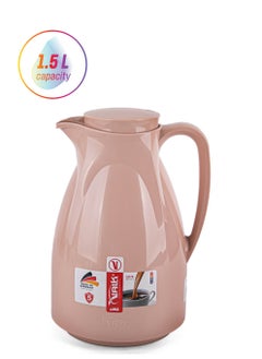 Valk Vacuum Flask With Double Wall Glass 1.5 Liter  Wide Mouth With Anti-Leakage Cap Double Walled Travel Mug  Mocca Color  - Image 1