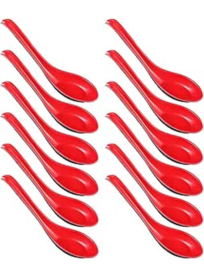 Long Handle Colorful Plastic Soup Spoons 12pcs Japanese Style Kitchen Utensils - Image 1