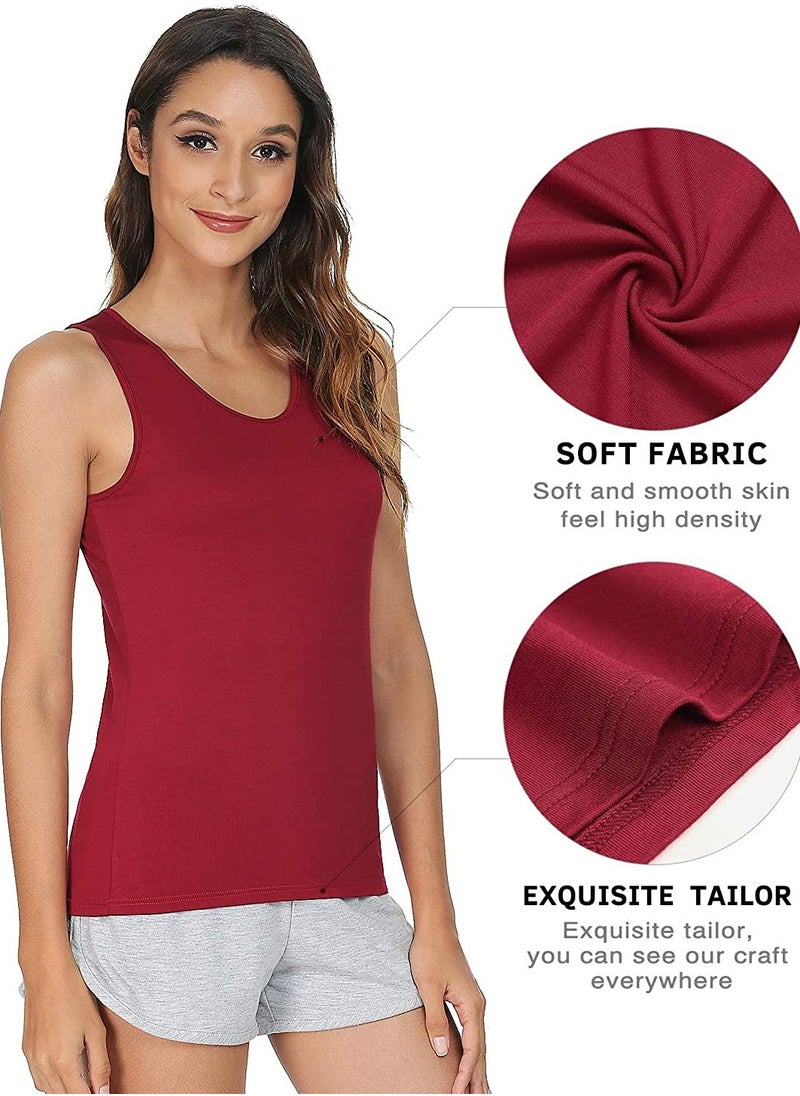 Mesery - Mesery Women's Cotton Stretch Plain Tank Top - Maron - Image 1