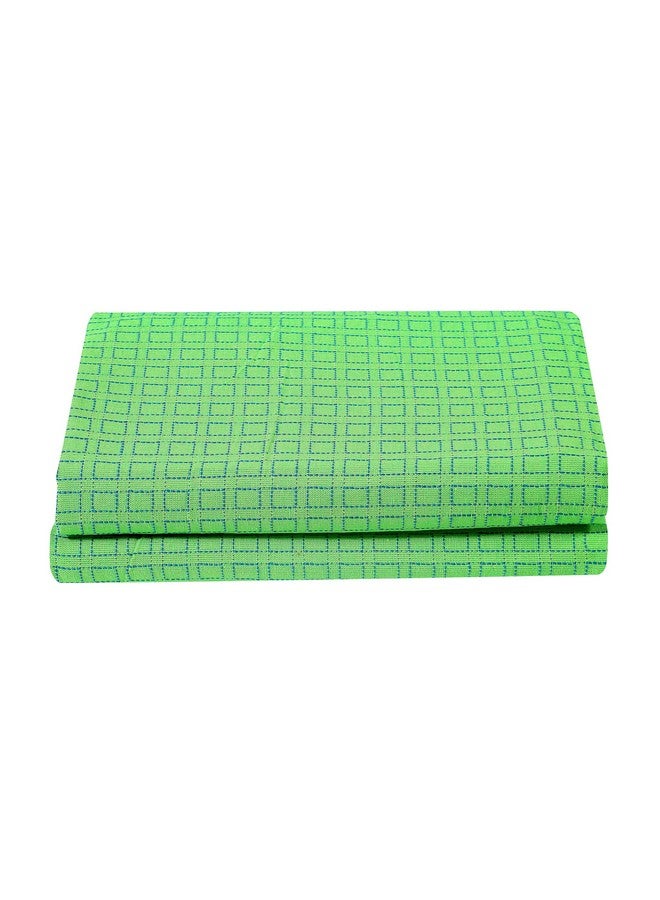 RANGBHAR Handloom Cotton 210 TC Double Bedsheet Without Pillow Covers, Woven Checkered Bedcover, 90 X 100 Inch, Green Box - Image 2