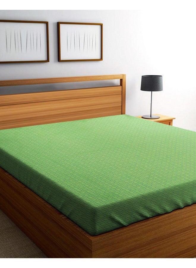 RANGBHAR Handloom Cotton 210 TC Double Bedsheet Without Pillow Covers, Woven Checkered Bedcover, 90 X 100 Inch, Green Box - Image 3