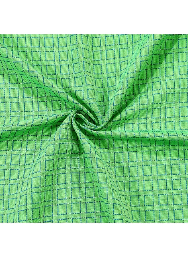 RANGBHAR Handloom Cotton 210 TC Double Bedsheet Without Pillow Covers, Woven Checkered Bedcover, 90 X 100 Inch, Green Box - Image 5
