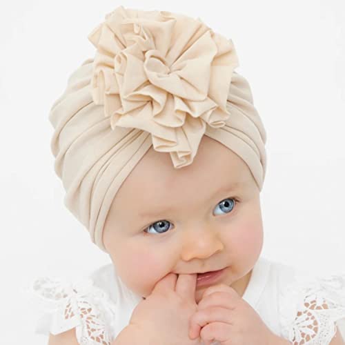 Angla 8 Pack Solid Cotton Turban Hats Large Flower Hair Bows Knot Wide Headwraps Beanie Muslim Islamic India Cap Bonnet Hat for Newborn Infant Toddlers Kids Baby Girls - Image 2