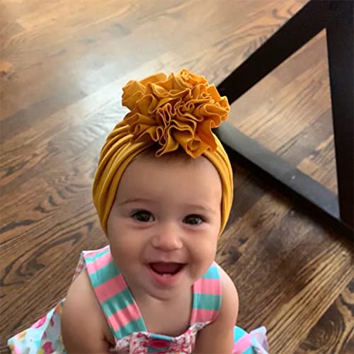 Angla 8 Pack Solid Cotton Turban Hats Large Flower Hair Bows Knot Wide Headwraps Beanie Muslim Islamic India Cap Bonnet Hat for Newborn Infant Toddlers Kids Baby Girls - Image 3