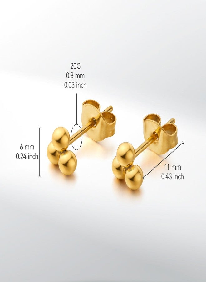 Limerencia Pure Titanium Hypoallergenic Earrings | Tiny Trinity Ball Stud Earrings | Minimalist,Implant Grade | Suitable for Sensitive Ears Delicate Jewelry (6mm, Gold) - Image 3