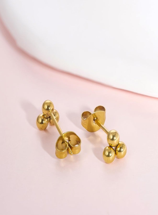 Limerencia Pure Titanium Hypoallergenic Earrings | Tiny Trinity Ball Stud Earrings | Minimalist,Implant Grade | Suitable for Sensitive Ears Delicate Jewelry (6mm, Gold) - Image 2