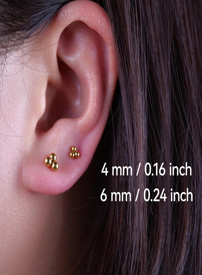 Limerencia Pure Titanium Hypoallergenic Earrings | Tiny Trinity Ball Stud Earrings | Minimalist,Implant Grade | Suitable for Sensitive Ears Delicate Jewelry (6mm, Gold) - Image 4