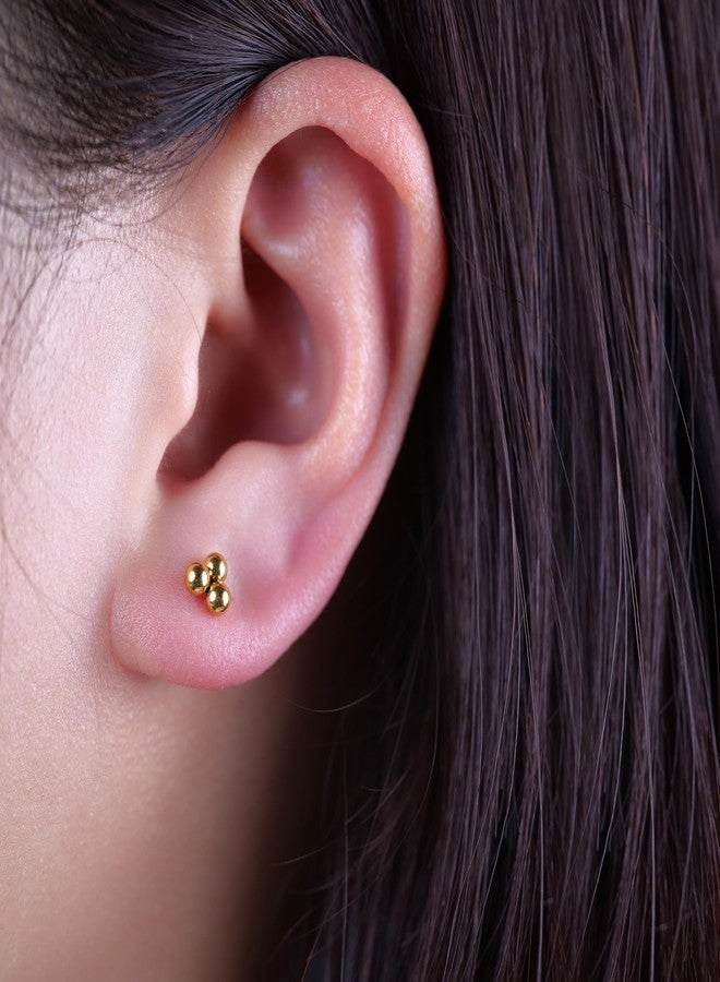 Limerencia Pure Titanium Hypoallergenic Earrings | Tiny Trinity Ball Stud Earrings | Minimalist,Implant Grade | Suitable for Sensitive Ears Delicate Jewelry (6mm, Gold) - Image 5