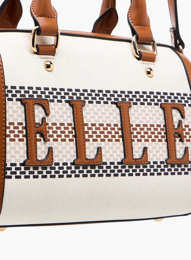 ELLE Women's Logo Detail Tote Bag with Double Handles and Zip Closure