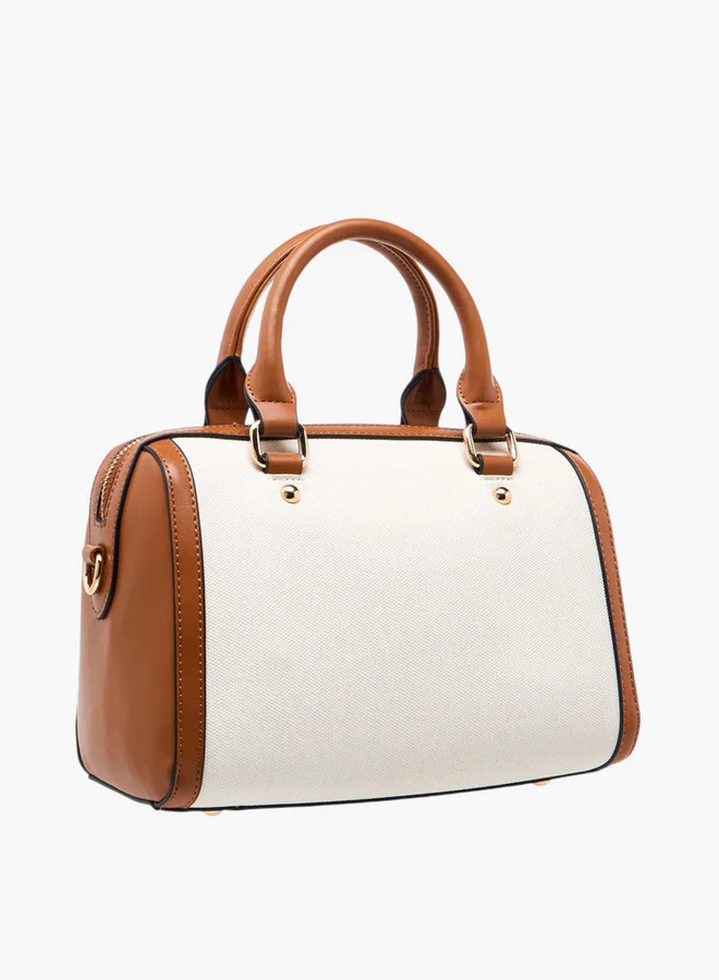 ELLE Women's Logo Detail Tote Bag with Double Handles and Zip Closure