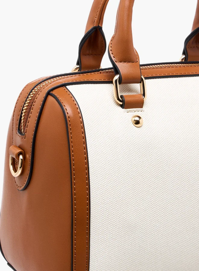 ELLE Women's Logo Detail Tote Bag with Double Handles and Zip Closure