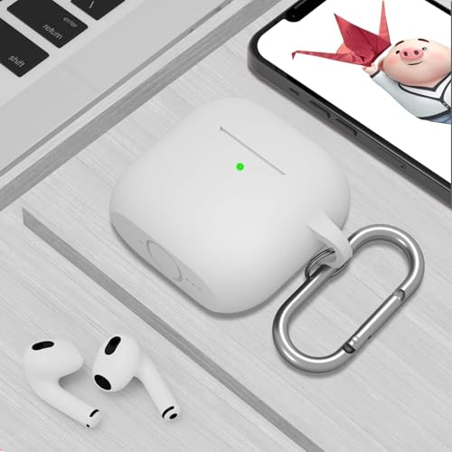 CERLINK AirPods 4 Case Cover Soft Silicone Material 2024, Full Protective Case Cover for Apple Airpods 4 with Anti-Lost Keychain (White with Pen) - Image 4