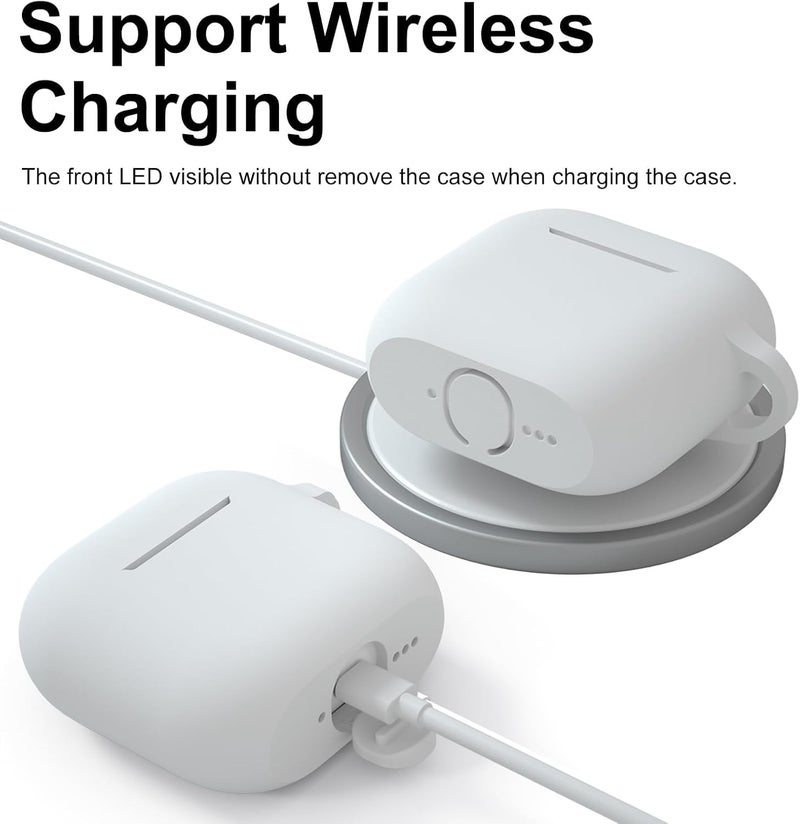 CERLINK AirPods 4 Case Cover Soft Silicone Material 2024, Full Protective Case Cover for Apple Airpods 4 with Anti-Lost Keychain (White with Pen) - Image 2