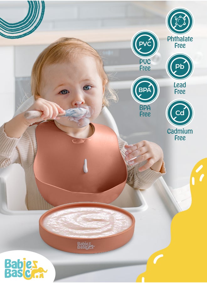Babies Basic Babies Basic Silicone Feeding Plate with Suction  - Brown  - Image 4