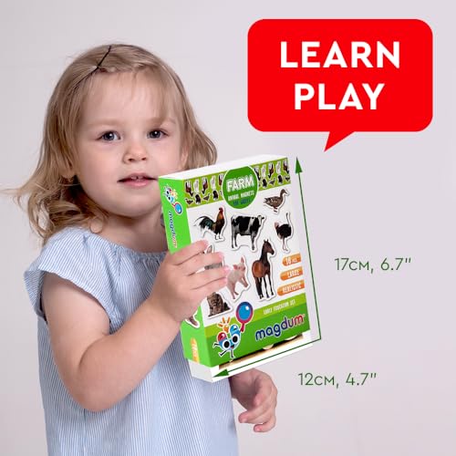 magdum Fridge Magnets for Toddlers - Magdum - 16 Farm Animal Magnets for Refrigerator - Magnetic Animals for Children - Realistic magnets for Kids – Learning Set - Baby Educational Gift - Image 2