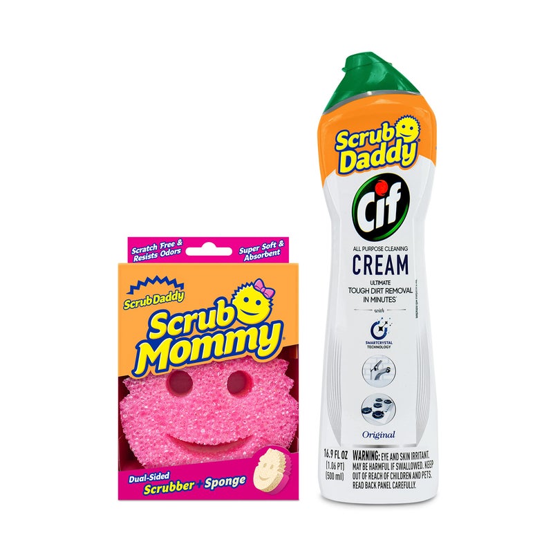 Scrub Daddy Scrub Mommy + Cif Cream All Purpose Cleaner, Original - Cleaning Supplies with Household Cleaning Cream & Non Scratch Sponge - Bathroom & Kitchen Cleaner - Image 1