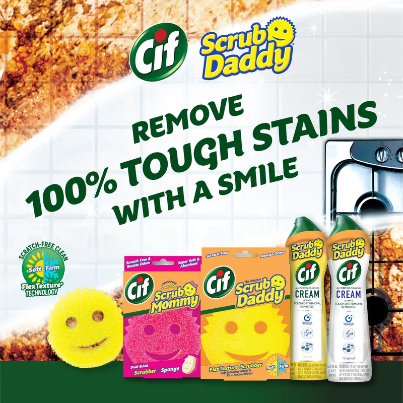 Scrub Daddy Scrub Mommy + Cif Cream All Purpose Cleaner, Original - Cleaning Supplies with Household Cleaning Cream & Non Scratch Sponge - Bathroom & Kitchen Cleaner - Image 2
