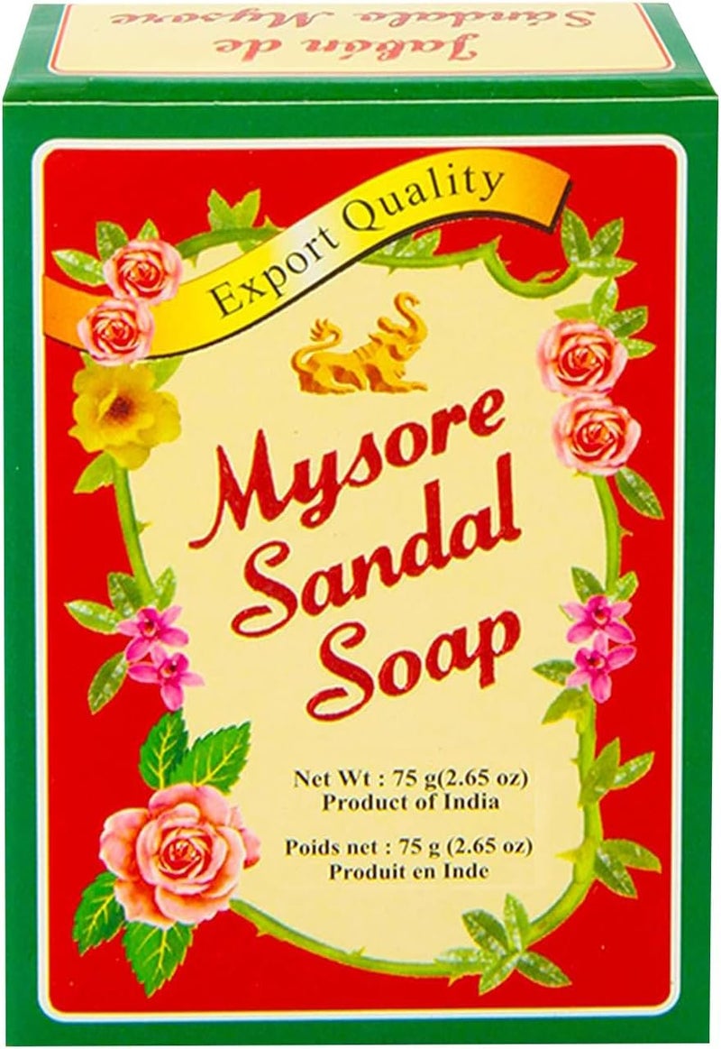 Mysore Sandal Soap 2.65 oz Box - Pack of 12 with Pure Sandalwood Oil - Image 1