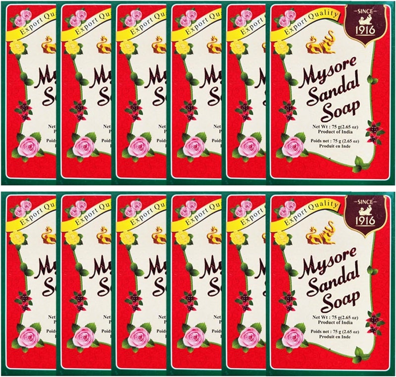 Mysore Sandal Soap 2.65 oz Box - Pack of 12 with Pure Sandalwood Oil - Image 2