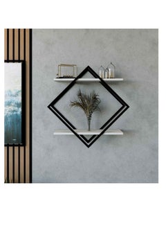 Stylish Home SHRAF-H10-1 wall shelf, metal frame and white wood 30x120x90 cm  - Image 2