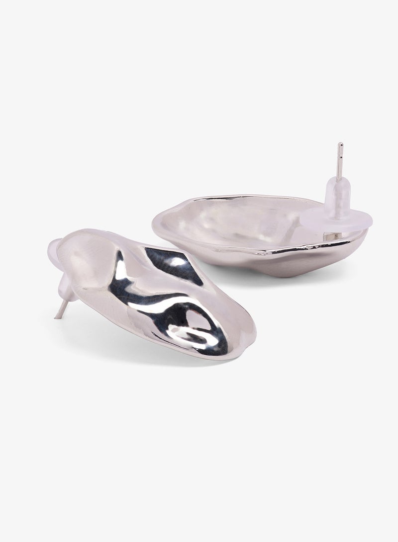 Ginger 2PK Chunky Silver Statement Earrings - Image 4