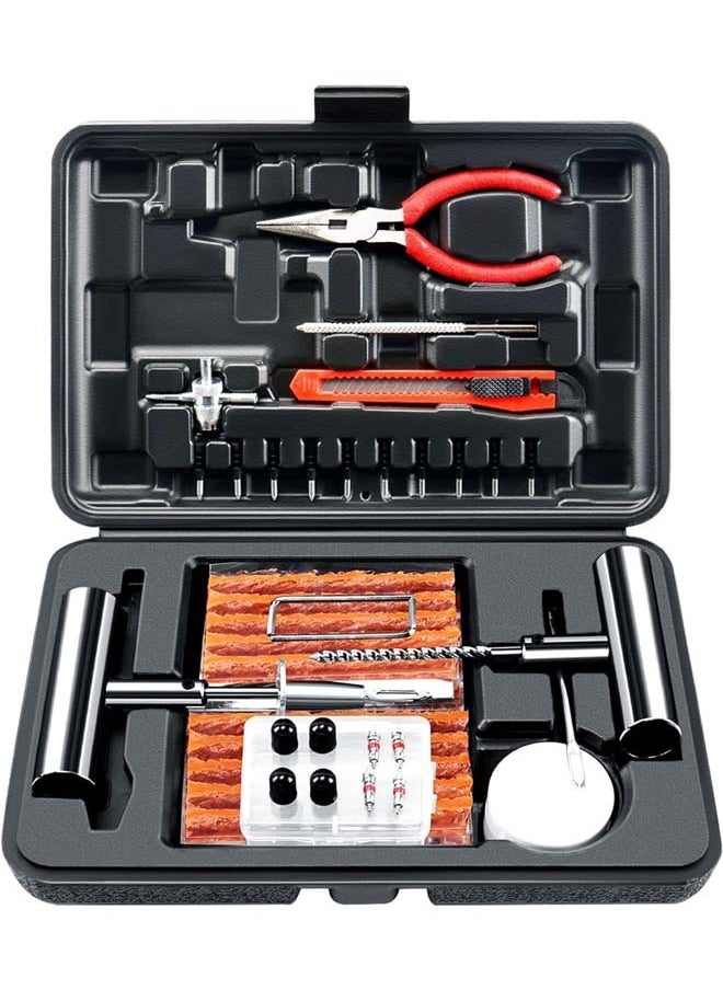 L&E 70PCS Tire Repair Kit,Professional Heavy Duty Tire Plug Kit,Tire Patch Kit for Fix a Flat,Tubeless Tire Puncture Change Tool Kit for Car,Motorcycle,Truck,ATV,RV,SUV  - Image 1