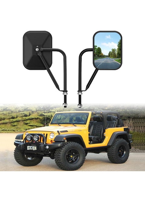 Door Off Mirror Compatible with Jeep Wrangler JK JL & Unlimited, Wider View Easy-Install Door Hinge Side Mirrors for Wrangler JK JL Unlimited