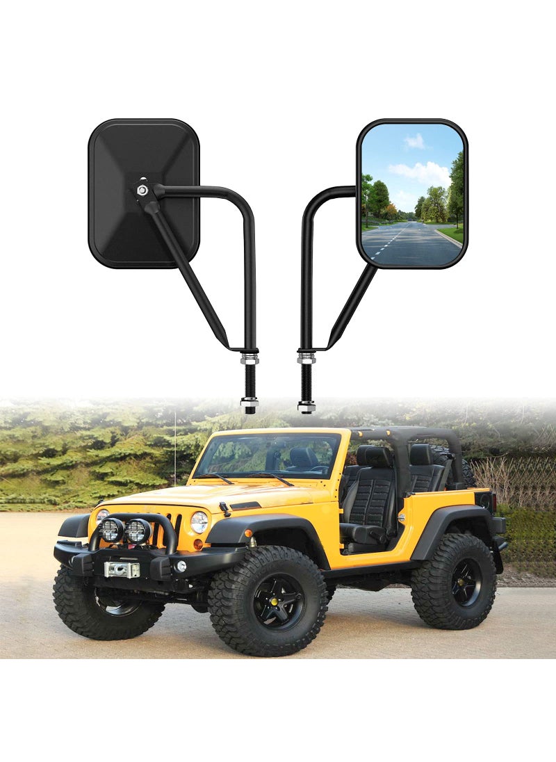 Door Off Mirror Compatible with Jeep Wrangler JK JL & Unlimited, Wider View Easy-Install Door Hinge Side Mirrors for Wrangler JK JL Unlimited