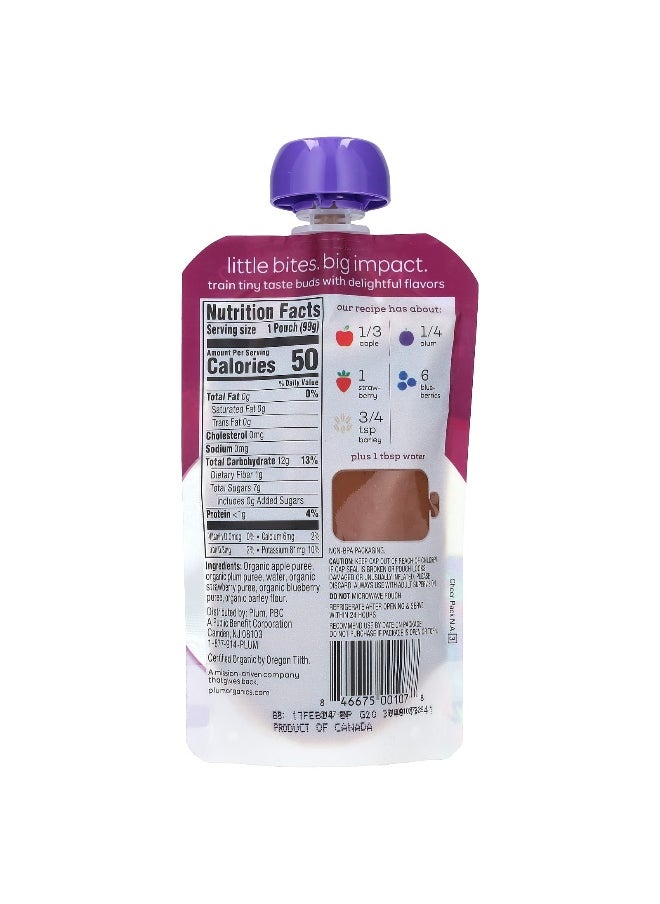 Plum Organics Plum Organics, Organic Baby Food, 6 Mos & Up, Apple, Plum, Berry & Barley, 3.5 oz (99 g)  - Image 2