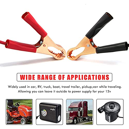 Verilux® 1FT 12V 24V Female Car Cigarette Lighter Socket to Battery Alligator Crocodile Clips Connector, Car Battery Clamp-on Extension Charge Cable - Image 5