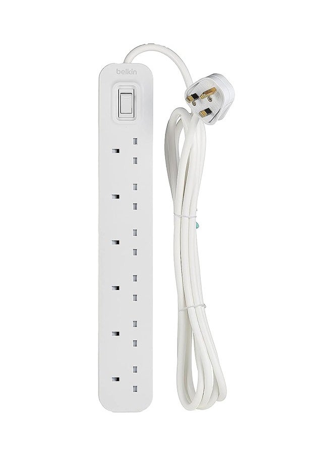 belkin - Belkin 6 Way/6 Plug 3m Power Extension Strip with On/Off Switch for Televisions, Gaming Consoles, Home, Office and More - White - Image 1