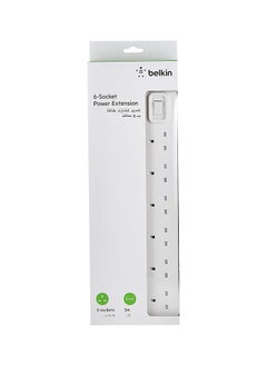 belkin Belkin 6 Way/6 Plug 3m Power Extension Strip with On/Off Switch for Televisions, Gaming Consoles, Home, Office and More - White  - Image 5