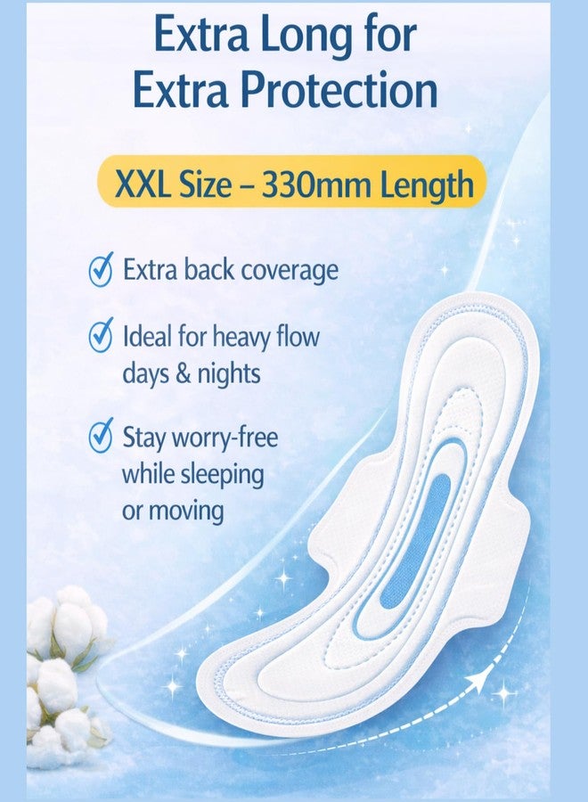 Jiswap XXL 50 pads Cotton Soft Sanitary Pads for Women | with Leak Lock Technology | Odour Control | Absorbs upto 100% Fluid | Up to 12 Hours of Protection - Image 5