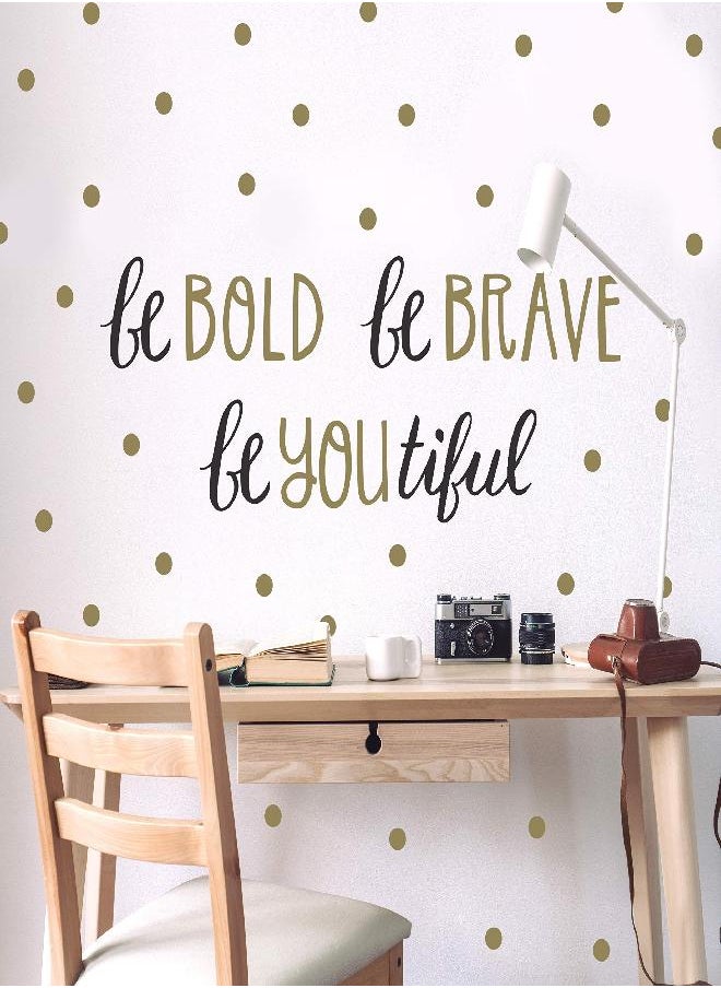Paper Riot Co. Wall Decor - Inspirational Quote. Peel and Stick Wall Decals - Easy to Remove Black and Gold Vinyl Quote - Be Bold, Be Brave, Be Youtiful. DIY Decoration. By Paper Riot Co.  - Image 1
