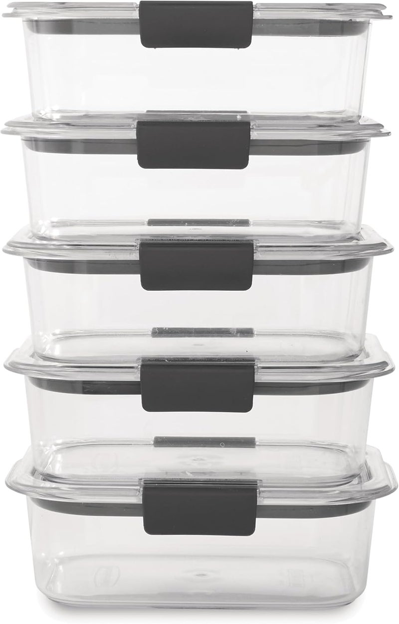 Rubbermaid Brilliance Food Storage Containers BPA Free Airtight Lids Ideal for Lunch Meal Prep  Leftovers Set of 5 32 Cup - Image 2