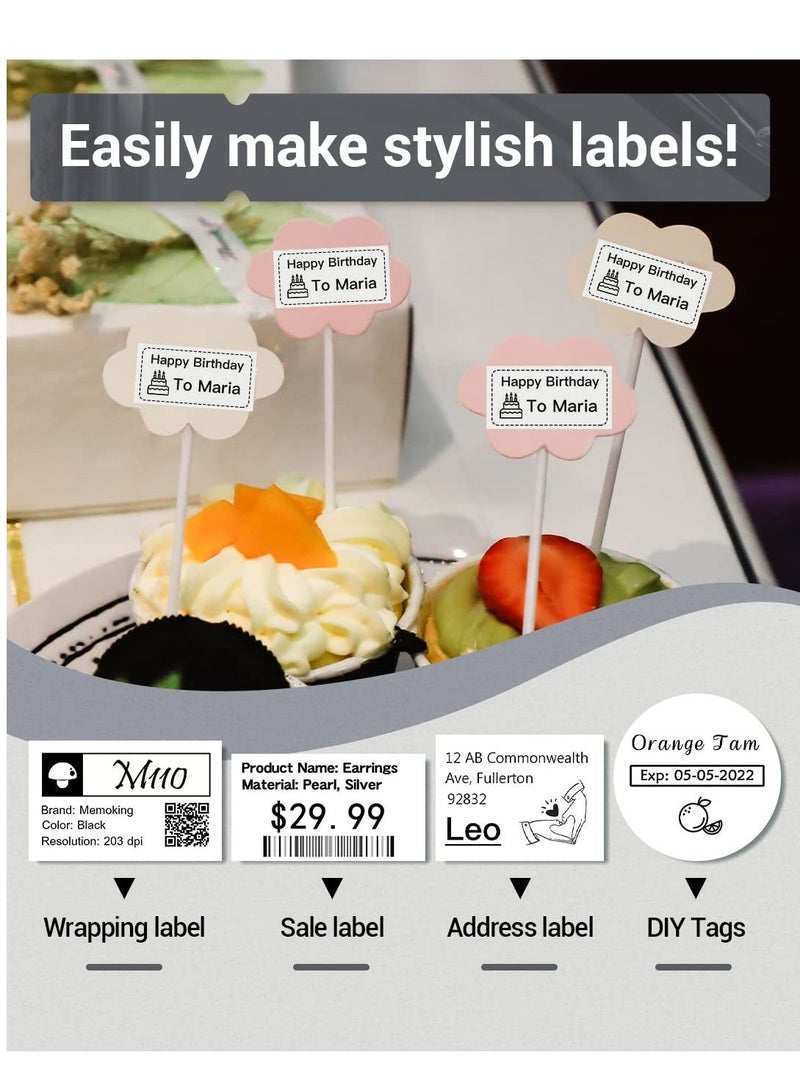 phomemo Portable M110 Bluetooth Thermal Label Printer with 20-50 mm Print Width, Mini Barcode Sticker Maker for Retail Pricing, Home Organization, Shipping, Clothing and Jewelry Labels, Compatible with Android and iOS, Includes 1 Roll 40×30 mm Tape (Black) - Image 2