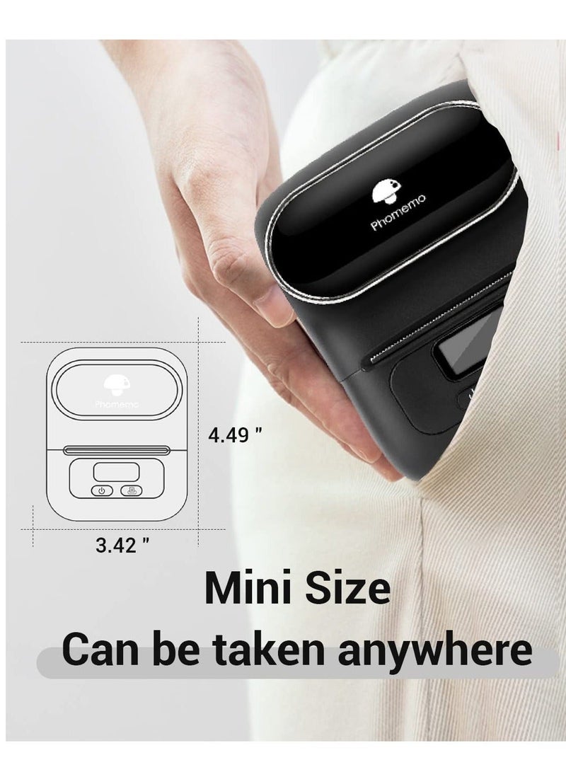 phomemo Portable M110 Bluetooth Thermal Label Printer with 20-50 mm Print Width, Mini Barcode Sticker Maker for Retail Pricing, Home Organization, Shipping, Clothing and Jewelry Labels, Compatible with Android and iOS, Includes 1 Roll 40×30 mm Tape (Black) - Image 5