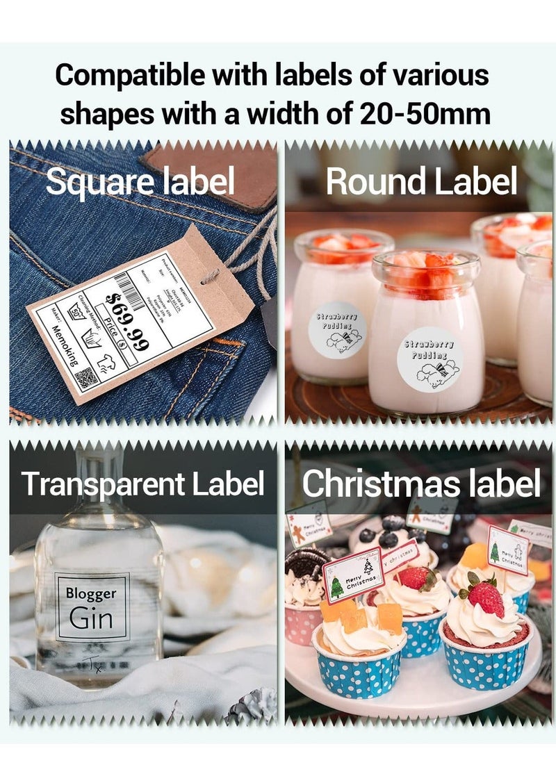 phomemo Portable M110 Bluetooth Thermal Label Printer with 20-50 mm Print Width, Mini Barcode Sticker Maker for Retail Pricing, Home Organization, Shipping, Clothing and Jewelry Labels, Compatible with Android and iOS, Includes 1 Roll 40×30 mm Tape (Black) - Image 4