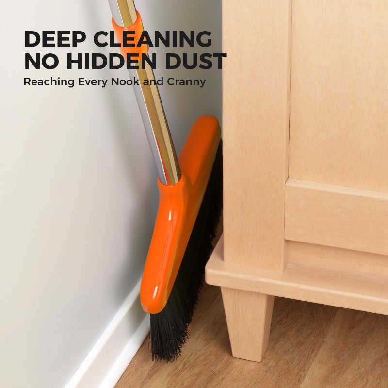 Nodirz Handy Broom, Indoor/Outdoor Brooms, Duty Kitchen Broom, for Home Garage Kitchen Office Courtyard Lobby Patio Lawn Concrete (2, Orange) - Image 5