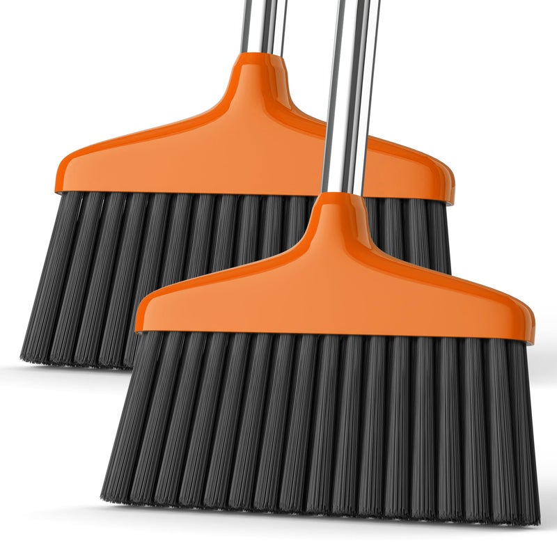 Nodirz Handy Broom, Indoor/Outdoor Brooms, Duty Kitchen Broom, for Home Garage Kitchen Office Courtyard Lobby Patio Lawn Concrete (2, Orange) - Image 1