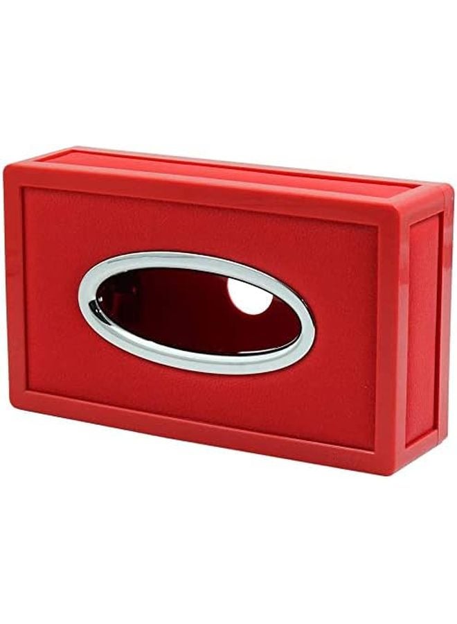 غطاء صندوق مناديل السيارة من الجلد الصناعي الأحمر مقاس 20×11.6×5.5 سم - Image 1