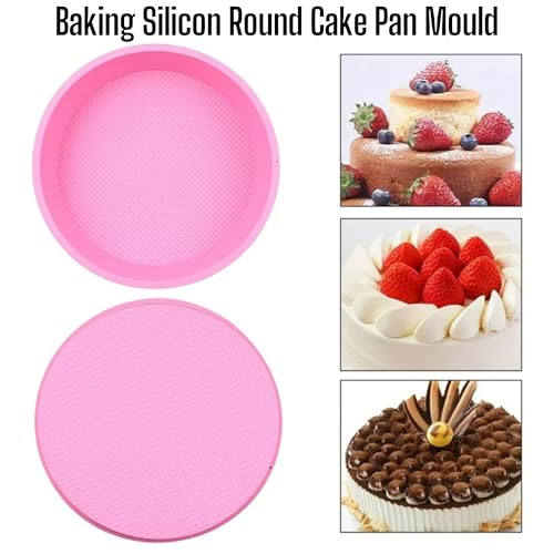 CURATED CART 8 inch Silicone Round Cake Pan, BPA-Free, Non-Stick, Microwave Safe, European-Grade Bakeware, 2.16 inches Deep, Easy Release -1 PCS Random Color - Image 2