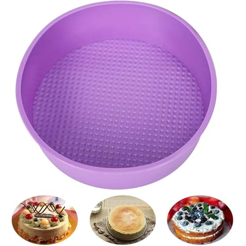 CURATED CART 8 inch Silicone Round Cake Pan, BPA-Free, Non-Stick, Microwave Safe, European-Grade Bakeware, 2.16 inches Deep, Easy Release -1 PCS Random Color - Image 1