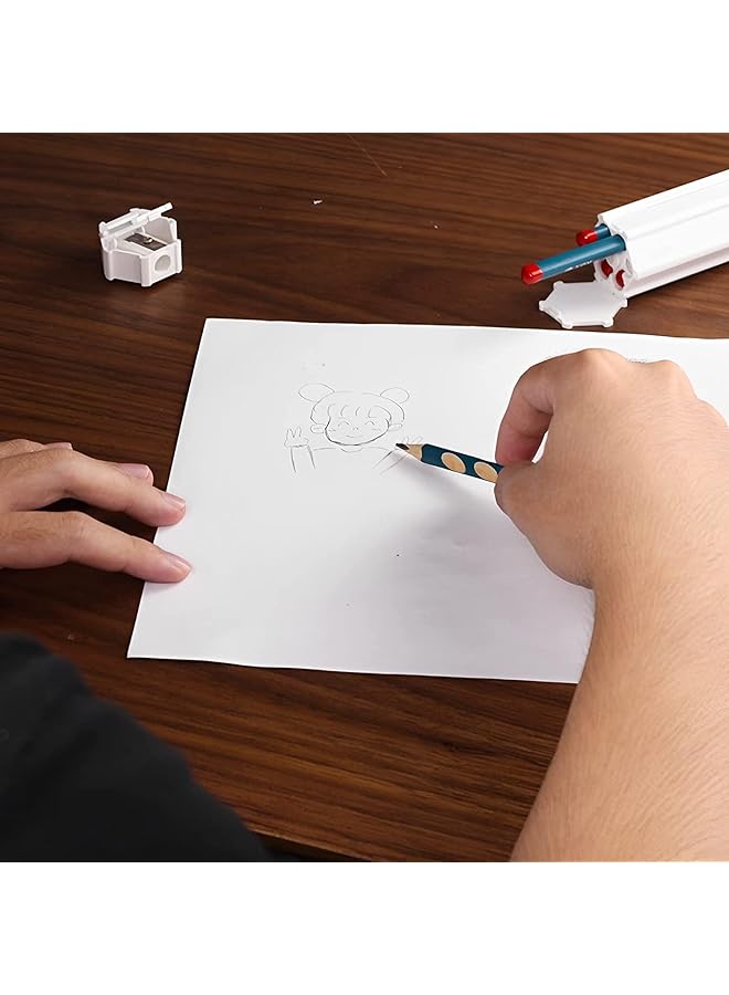 مومو بير حافظة أقلام محمولة متعددة الوظائف مع 6 مسطرة أقلام وممحاة ومبراة، مجموعة من 9 قطع باللون الأزرق - Image 3