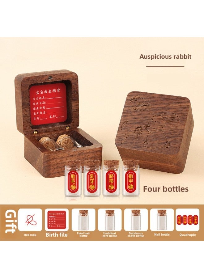 Yiwu Umbilical Cord Collection Box Fetal Hair Souvenir Making Fetal Hair Preservation Bottle Rabbit Baby Navel Baby-Color:Customized Model - 3 Bottles + Stickers + Walnut  - Image 4