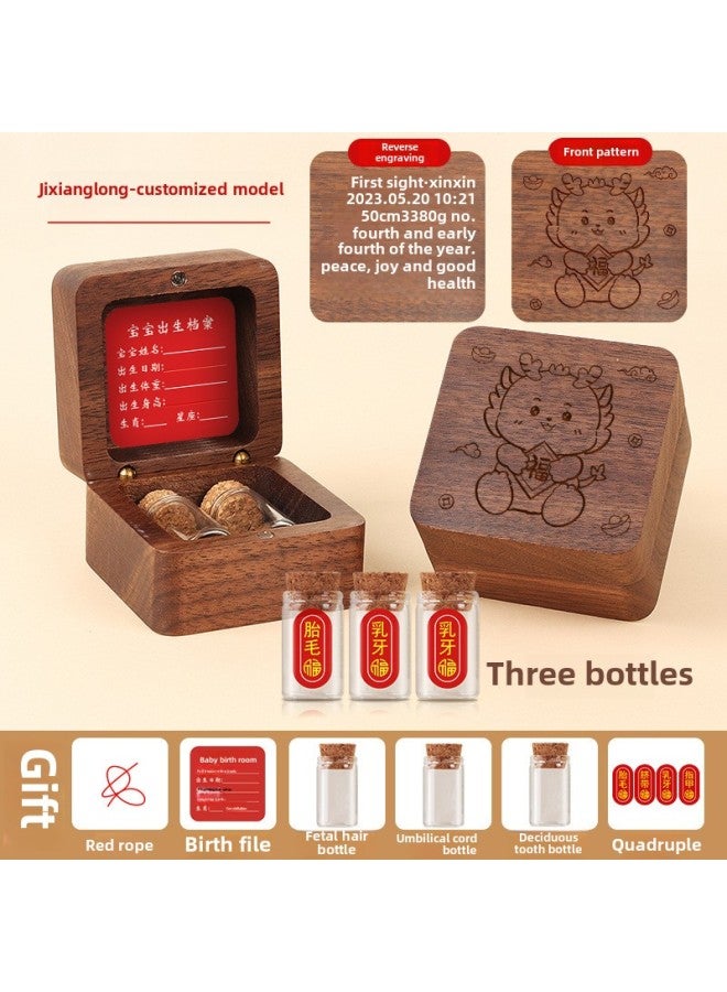 Yiwu Umbilical Cord Collection Box Fetal Hair Souvenir Making Fetal Hair Preservation Bottle Rabbit Baby Navel Baby-Color:Customized Model - 3 Bottles + Stickers + Walnut  - Image 1