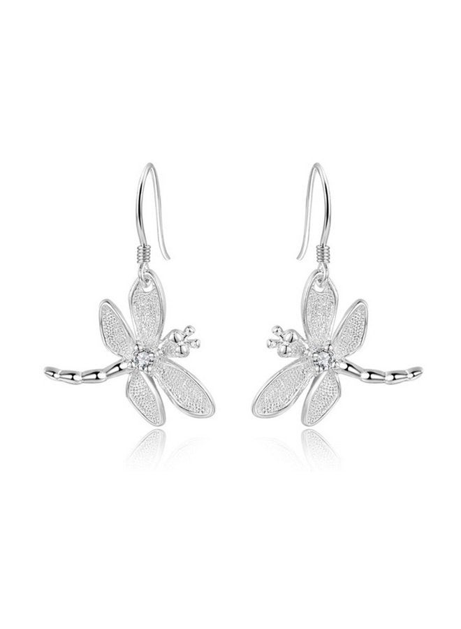 FIFATA Catwalk Sterling Silver 925 Women's Vivid Animals Small Dragonfly Pendant Drop Earrings - Image 1