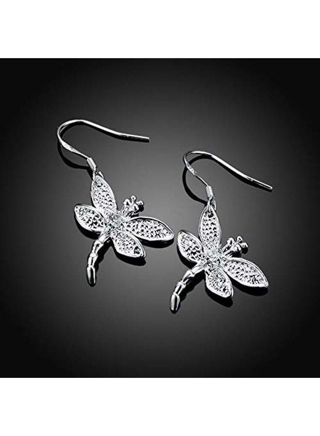 FIFATA Catwalk Sterling Silver 925 Women's Vivid Animals Small Dragonfly Pendant Drop Earrings - Image 4