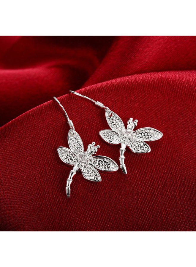 FIFATA Catwalk Sterling Silver 925 Women's Vivid Animals Small Dragonfly Pendant Drop Earrings - Image 3